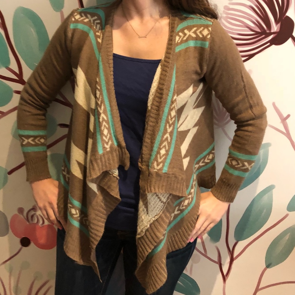 Tan Aztec crop sweater